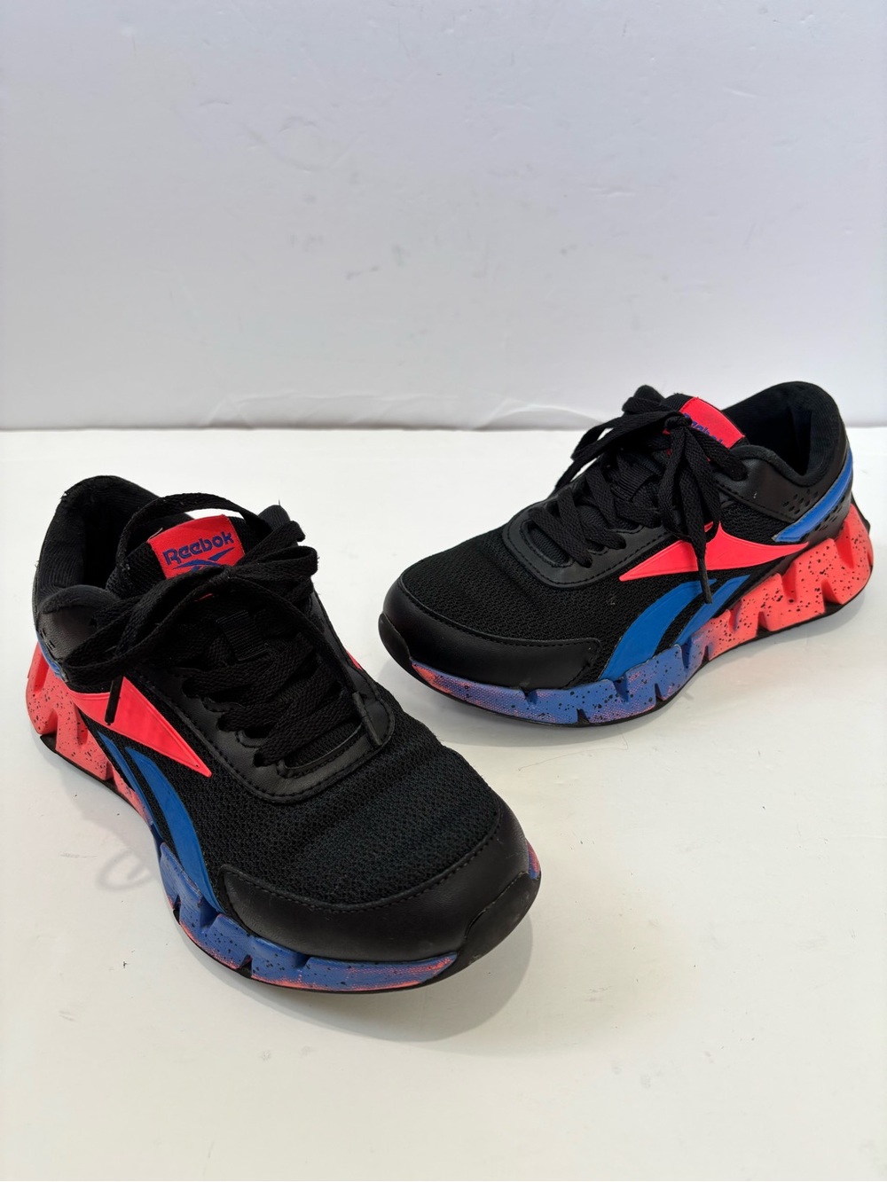 Reebok Boy's 3.5Y Zig Dynamica 2.0 Athletic Running Sneakers Black Blue Orange